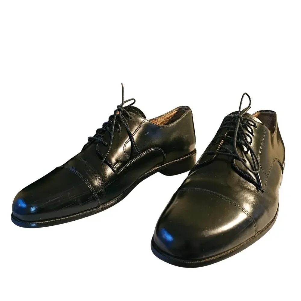 Bostonian Men's Cap Toe Leather Oxford Dress Shoes, Black, Size 11 1/2